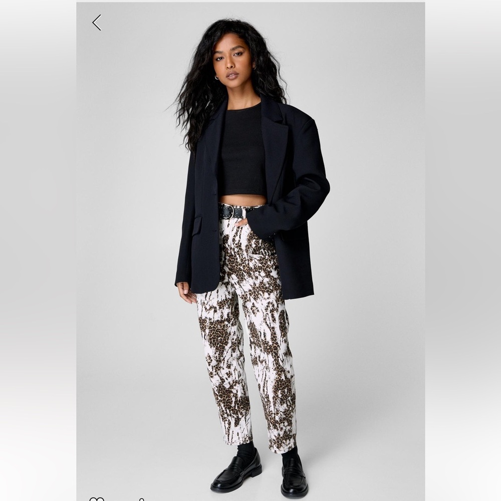 Leopard print straight leg jeans